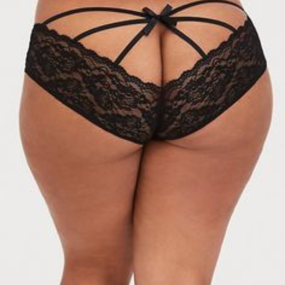 Torrid Black Lace Cage-Back Hipster Panty